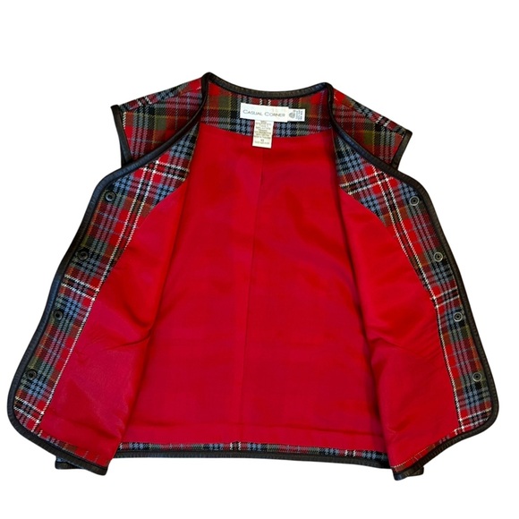 Vintage Holiday Christmas Fall Casual Corner Red Green Wool Plaid Vest Size 10 - Picture 6 of 9
